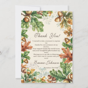 Rustikale Herbstwald-Baby-Shower-Dankeskarten Einladung