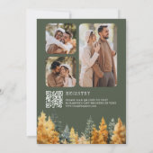 Rustikale Herbstwald-Foto-QR-Code-Hochzeitsdusche Einladung (Rückseite)