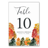Rustikale Herbstwald-Herbst-Hochzeit Tischnummer (Vorderseite)