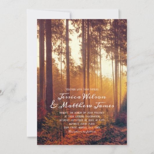 Rustikale Herbstwald Herbstfarben Landhochzeit Einladung (Vorderseite)