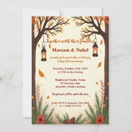 Rustikale Herbstwald-Laternen Hochzeitseinladung | Einladung