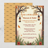 Rustikale Herbstwald-Laternen Hochzeitseinladung | Einladung (Vorne/Hinten)