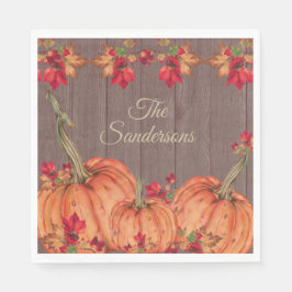 Rustikale Herbstwald Orange Pumpkins Herbstlaube Serviette