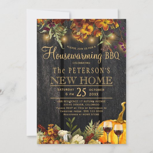 Rustikale Herbstwärmung Einladung (Vorderseite)