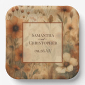 Rustikale Herbstwildblumen Elegante Boho-Hochzeit Pappteller (Vorderseite)