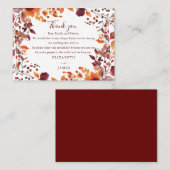Rustikale Herbstwoche florale Hochzeit Vielen Dank Platzkarte (Vorne/Hinten)