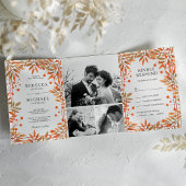 Rustikale Herbstwoche lässt Fotocollage Hochzeit Dreifach Gefaltete Einladung