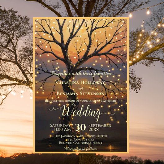 Rustikale Herbstwoodland Tree Vintage Hochzeit Einladung