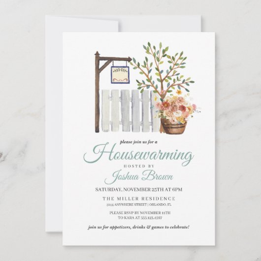 Rustikale Herbstzaun Einladung (Vorderseite)