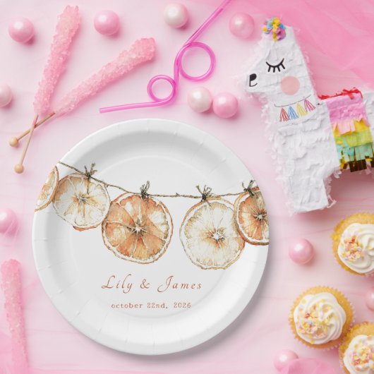 Rustikale Herbstzitrus getrocknete Orangengarland Pappteller (Party)