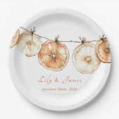 Rustikale Herbstzitrus getrocknete Orangengarland Pappteller (Vorderseite)