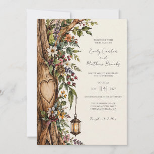 Rustikale Herz Baum Eukalyptus Hochzeit Einladung