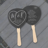 Rustikale Herz-Monogramm-Kopfplatte Hochzeitshandf Fächer