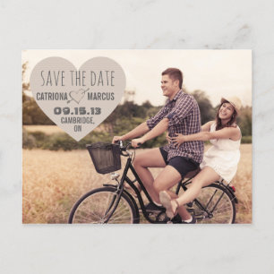 Rustikale Herz Vintage-Foto Save-the-Date-Postkart Ankündigungspostkarte