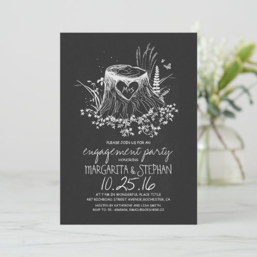 Rustikale Herzbaumklatsche Einladung (Stehend Vorderseite)