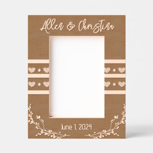 Rustikale Herzenshochzeit Geätzte Rahmen (Vorderseite)