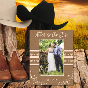 Rustikale Herzenshochzeit Geätzte Rahmen