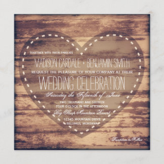 Rustikale Herzensholz Land Hochzeitseinladungen Einladung