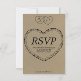 Rustikale Herzkarte RSVP Karte