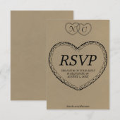 Rustikale Herzkarte RSVP Karte (Vorne/Hinten)