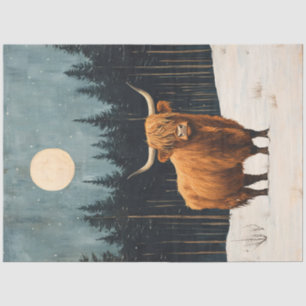 Rustikale Highland-Kuh in Winter-Art-Decoupage Seidenpapier