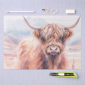 Rustikale Highland-Kuh – Wasserfarbenlandschaft Seidenpapier (Handwerk)