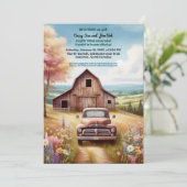 Rustikale Hillbilly Landschaft Einladung Hochzeit (Stehend Vorderseite)