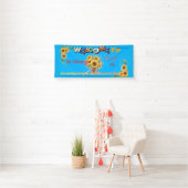 Rustikale himmelblaue Sonnenblumen-Lehrer-Klassenz Banner (Insitu)