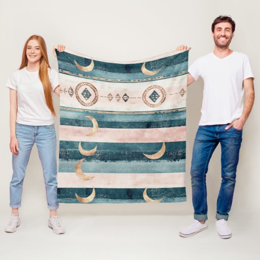 Rustikale himmlische Streifen Mond Sonne Erdig (10 Fleecedecke (Beispiel)