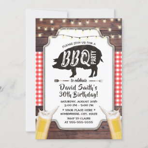 Rustikale Hinterhof-BBQ- und Bier-Geburtstagsfeier Einladung