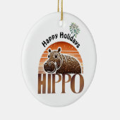Rustikale Hippo Earth Tones Holidays Keramik Ornament (Rechts)