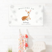 Rustikale Hirsch Gray Winter Baby Dusche Willkomme Banner (Insitu)