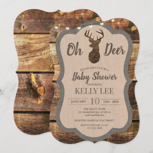 Rustikale Hirsch Holz Baby Shower Einladung
