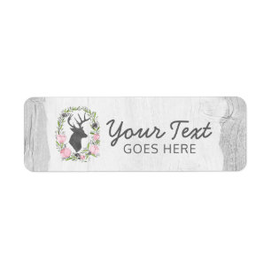 Rustikale Hirsch-Silhouette Floraler Kranz Cameo a