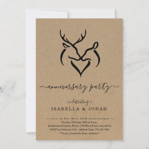 Rustikale Hirsch- und Reh-Geweih-Jubiläumsfeier I Einladung