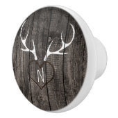 Rustikale Hirschantler & Carved Heart Country Dres Keramikknauf (Rechts)