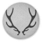 Rustikale Hirschantler Graue Imitate begraben Text Keramikknauf (Vorderseite)
