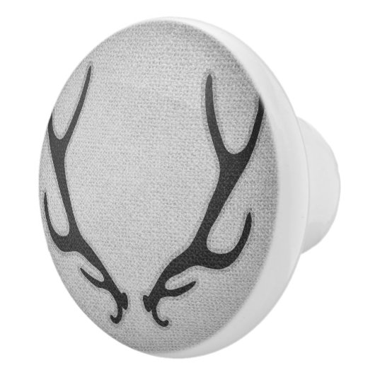 Rustikale Hirschantler Graue Imitate begraben Text Keramikknauf (Rechts)