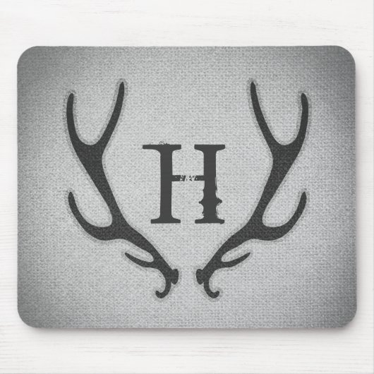 Rustikale Hirschantler Graue Imitate begraben Text Mousepad (Vorne)