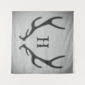 Rustikale Hirschantler Graue Imitate begraben Text Wandteppich (Vorderseite (Horizontal))