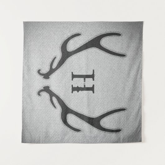 Rustikale Hirschantler Graue Imitate begraben Text Wandteppich (Vorderseite (Horizontal))