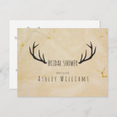 Rustikale Hirschantler handgeschriebener Bridal Sh Einladungspostkarte (Vorne/Hinten)