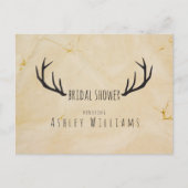Rustikale Hirschantler handgeschriebener Bridal Sh Einladungspostkarte (Vorderseite)