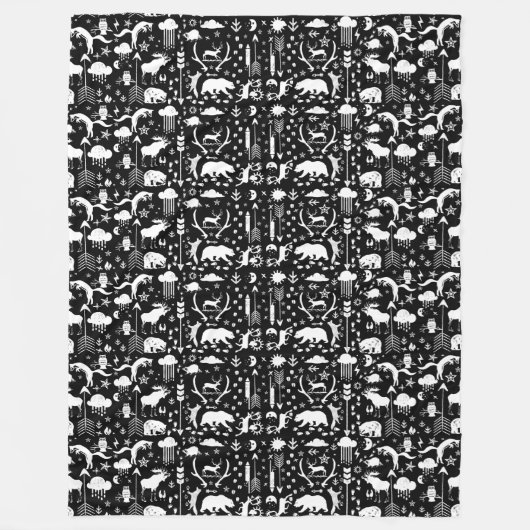 Rustikale Hirschbärenfox Kunstmuster Fleece (Vorderseite)