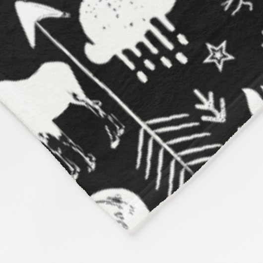 Rustikale Hirschbärenfox Kunstmuster Fleece (Ecke)