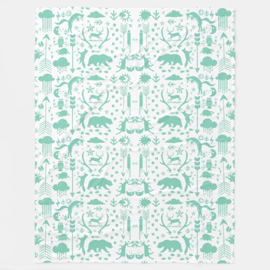 Rustikale Hirschbärenfox Kunstmuster Fleece (Vorderseite)