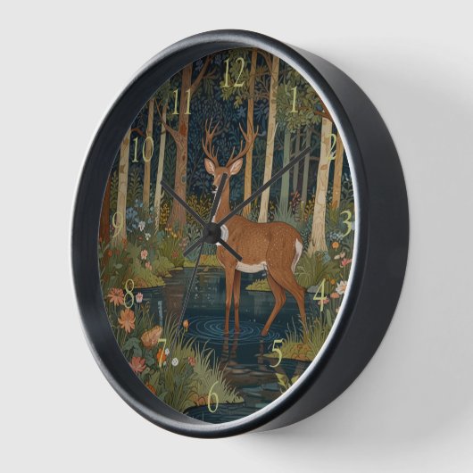 Rustikale Hirschböhmische Waldlandschaft Uhr (Winkel)