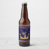 Rustikale Hirschbuckköpfe auf der Zuhause im Detai Bierflaschenetikett (Vorderseite)