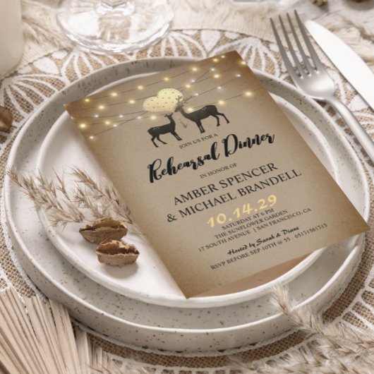 Rustikale Hirsche Liebe Probe Dinner Einladung