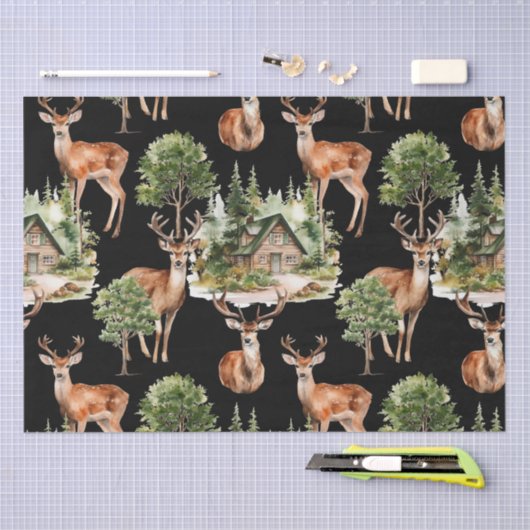 Rustikale Hirsche Wildfauna Weihnachten Seidenpapier (Handwerk)